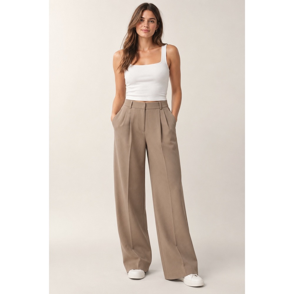 Abercrombie Curve Love Sloane Pants 29 8 Light Taupe Wide Leg Tailored High Rise